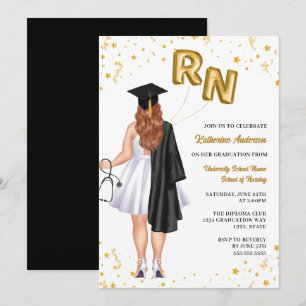 Invitación Curvy Chica de la Enfermería del partido de gradua