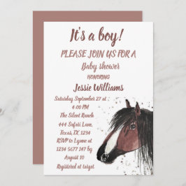 Invitación Cuse Horse Boho Ranch Baby Boy Western Pony