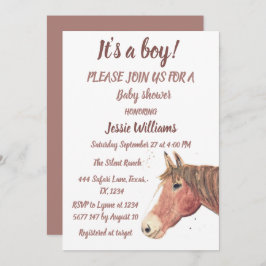Invitación Cuse Horse Boho Ranch Baby Boy Western Pony Invita