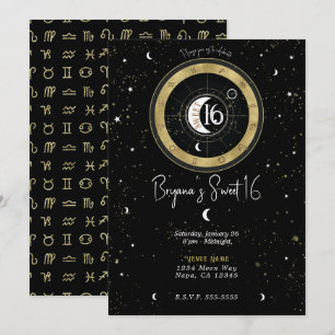 Invitación Custom Astrology Sol y signo de luna Dulces 16   