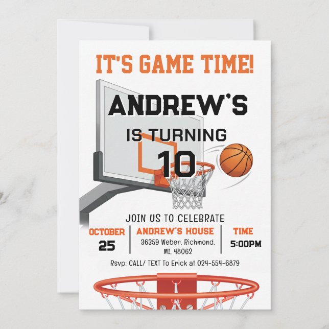 Invitación Custom Basketball Birthday with Photo Invitation (Anverso)