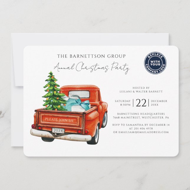 Invitación Custom Business Logo Christmas Holiday Party (Anverso)