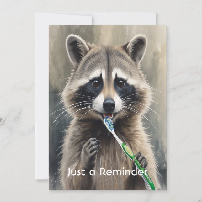 Invitación Custom Check up Reminder Dentist Fun Raccoon (Anverso)