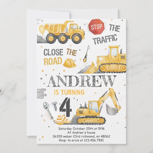 Invitación Custom Dump Truck Birthday for boys Invitation (Anverso)