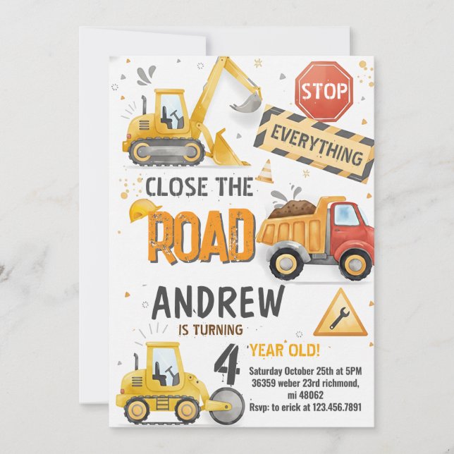 Invitación Custom Dump Truck Birthday for boys Invitation (Anverso)