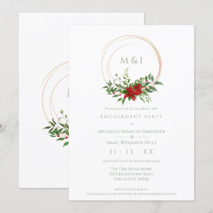 Invitación Custom Elegant Poinsettia Christmas Wedding Party