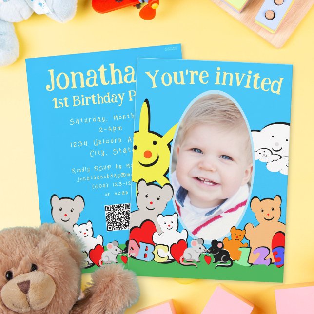 Invitación Custom Fun Cute Animals Birthday Party Invitation (Subido por el creador)