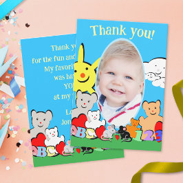 Invitación Custom Fun Cute Animals Birthday Thank You Card