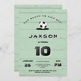 Invitación Custom Green Soccer Birthday Invitation