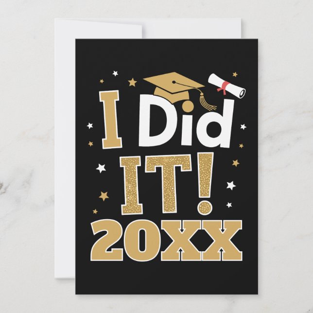 Invitación Custom I Did It Gold Graduation Graduate Class Of (Anverso)