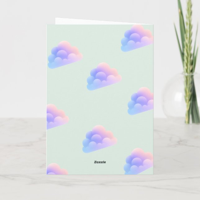 Invitación Custom Kids Party Invite with Clouds & Balloons (Reverso)