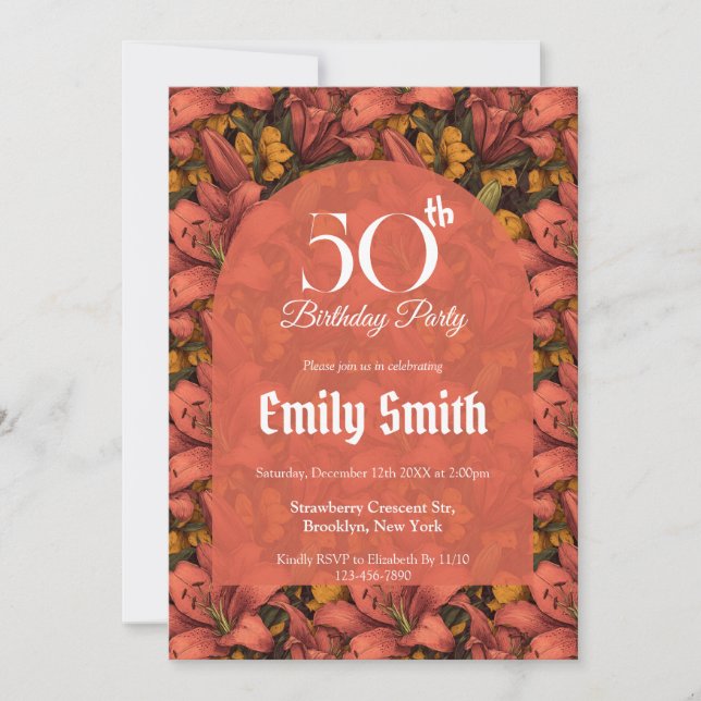 Invitación Custom Lilies Charm Outdoor Birthday (Anverso)