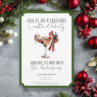 Invitación Custom Minimalist Santa Cocktail Christmas Party
