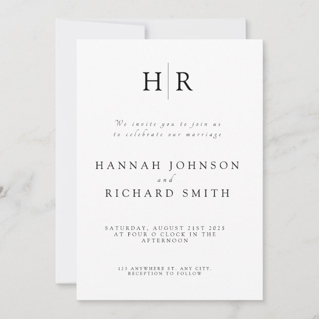 Invitación Custom Minimalist Wedding Invitation (Anverso)