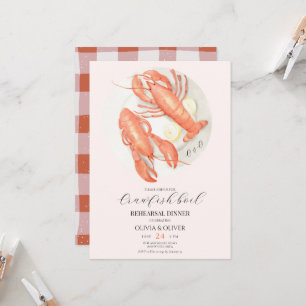 Invitación Custom monogram crawfish boil rehearsal dinner 