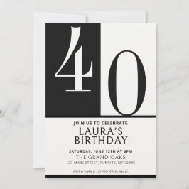 Invitación Custom Name & Age Birthday Invite, Black and White
