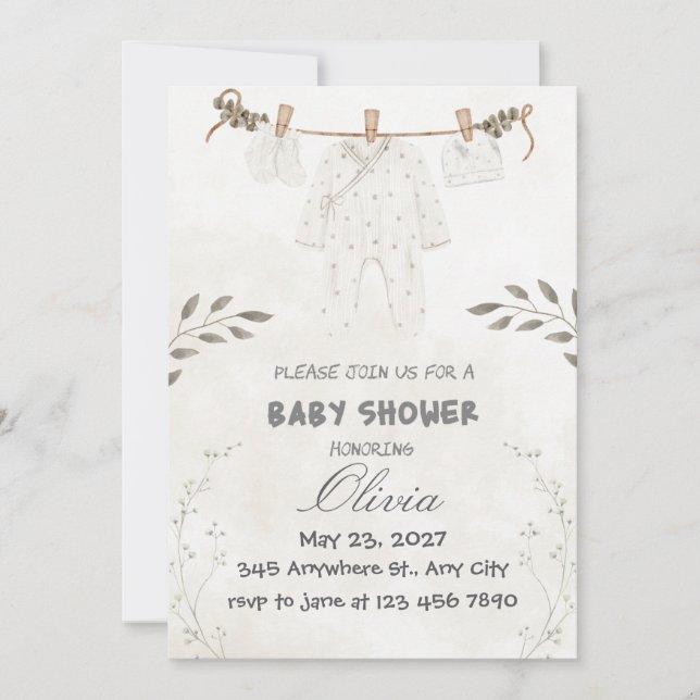 Invitación Custom Personalize Cute Baby Shower (Anverso)