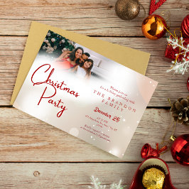 Invitación Custom Photo Family Holiday Holly Christmas