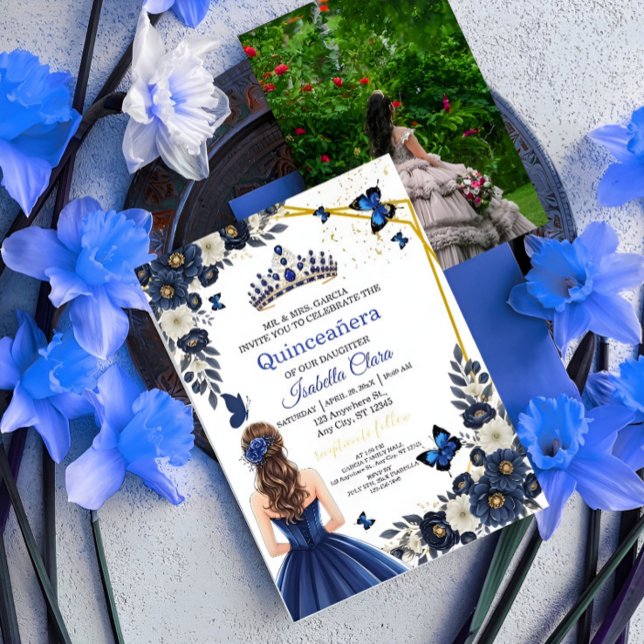 Invitación Custom Photo Royal Blue Quinceañera Invite (Subido por el creador)