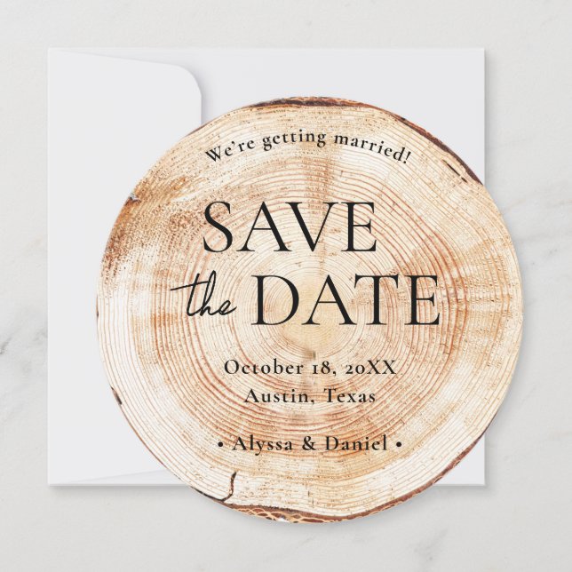 Invitación Custom Photo Wood Slice Rustic Wedding  (Anverso)