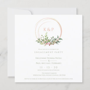 Invitación Custom Pink Elegant Garland Wreath Wedding Party