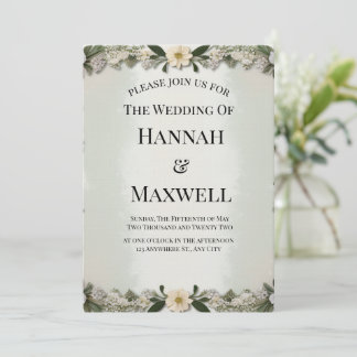 Invitación Custom Soft White Floral Invitation Template