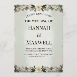 Invitación Custom Soft White Floral Invitation Template