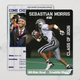 Invitación Custom Sports Trading Card Graduation Invitation