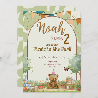 Invitación Custom Teddy Bear Picnic Birthday Invitation