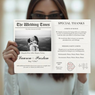 Invitación Custom Wedding Newspaper - Fun Guest Activity Book