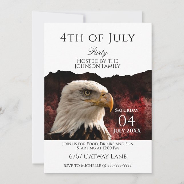 Invitación Customizable 4th of July Party Invitation (Anverso)