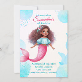 Invitación Customizable African American Mermaid Party