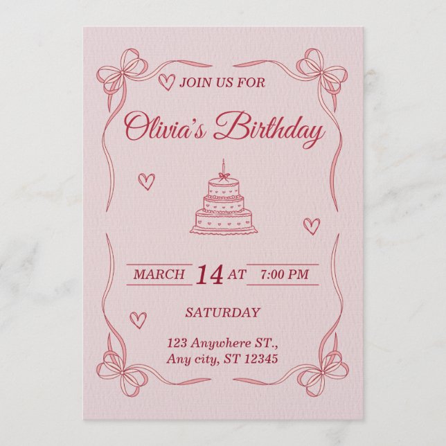 Invitación Customizable Birthday Invitation Card - Stylish (Anverso)