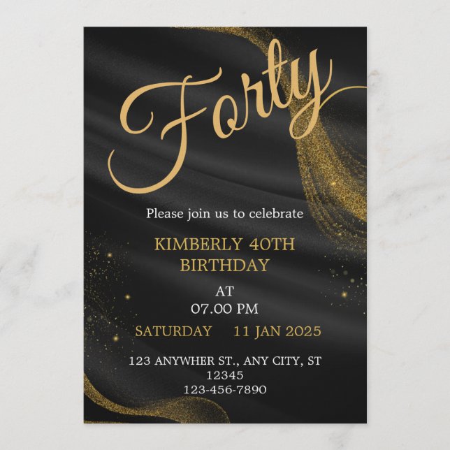 Invitación customizable birthday invite Elegant Birthday Card (Anverso)