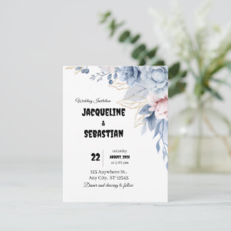 Invitación Customizable Blue Floral Wedding