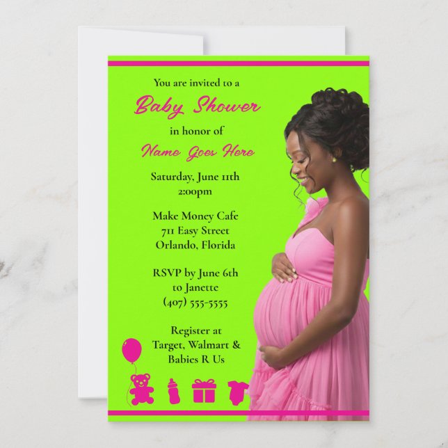 Invitación Customizable Blue Gold | Pregnant Downloadable (Anverso)