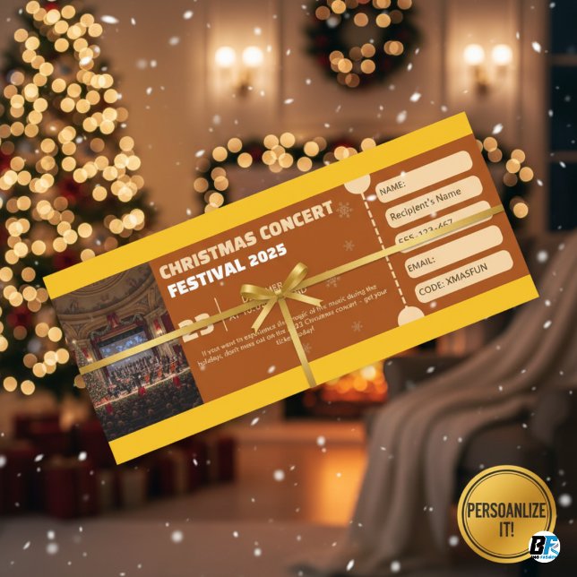 Invitación Customizable Christmas Concert Festival Gift TickT (CHRISTMAS FESTIVAL CONCERT)