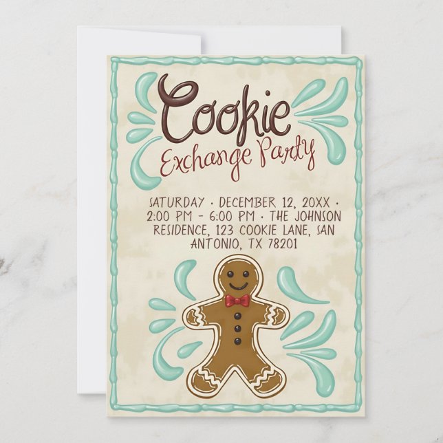Invitación Customizable Christmas Cookie Exchange Party  (Anverso)