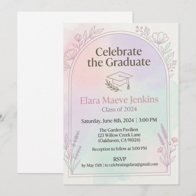 Invitación Customizable College Graduation Announcement Card (Anverso / Reverso)