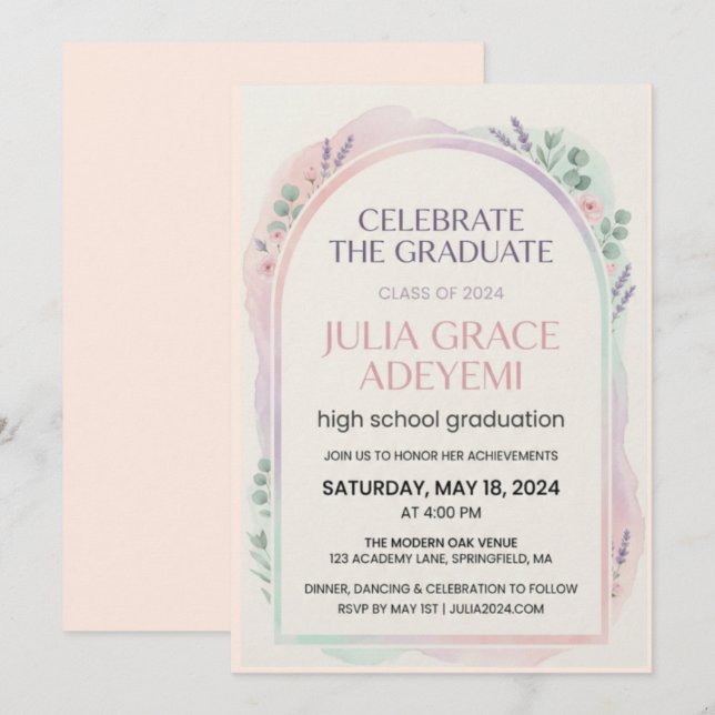 Invitación Customizable College Graduation Announcement Card (Anverso / Reverso)