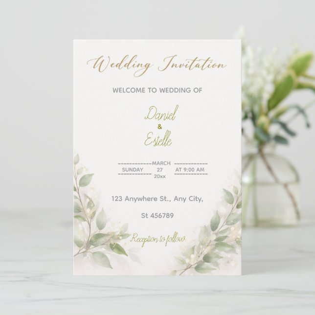Invitación Customizable Elegant Minimal Wedding Invitation   (Anverso de pie)