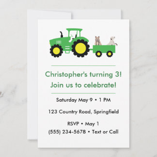 Invitación Customizable Farm Tractor Birthday Invitation