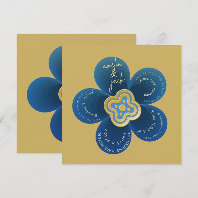 Invitación Customizable Flower Die-Cut Unique Marriage Announ (Anverso / Reverso)