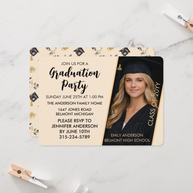 Invitación Customizable Graduation Invitation with Photo  (Anverso/Reverso In Situ)
