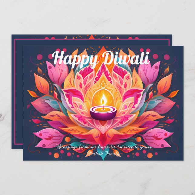 Invitación Customizable Petals Aglow Diwali Card (Anverso / Reverso)