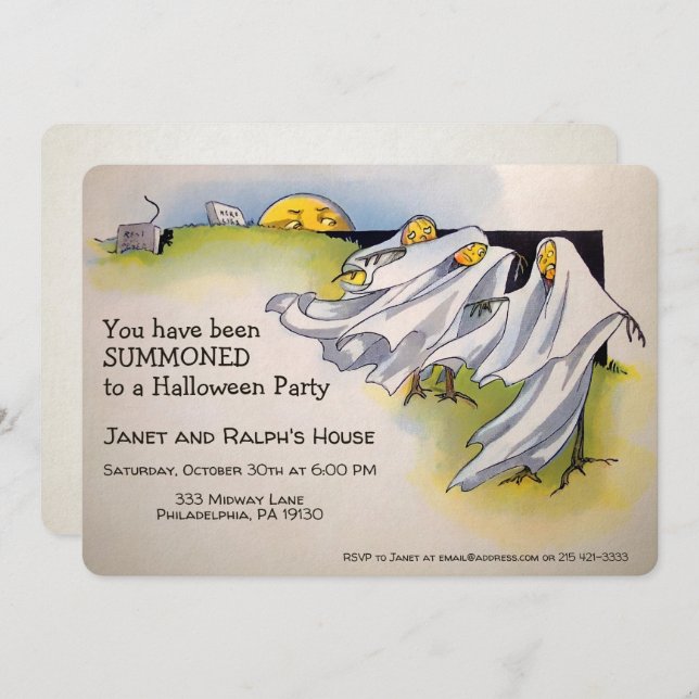 Invitación Customizable Retro Spooky Halloween Invitation (Anverso / Reverso)