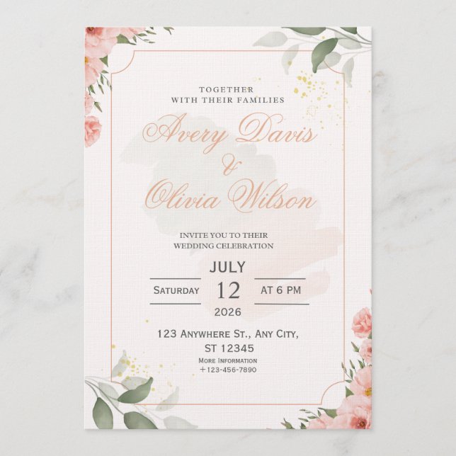 Invitación Customizable Wedding Invitation – Elegant  (Anverso)