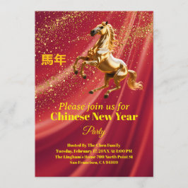 Invitación Customized Red & Gold Festive Chinese New Year