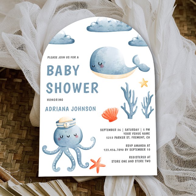 Invitación Cuta acuarela Arco Náutico Baby Shower (Subido por el creador)