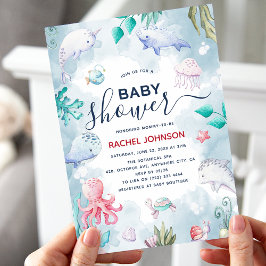 Invitación Cuta acuarela bajo el mar Baby Shower